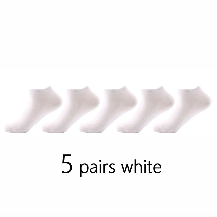 5Pairs Pack Cotton Men Socks Summer Thin Breathable Socks High Quality Low Tube Boat Socks Black Short For Students Size 38-43