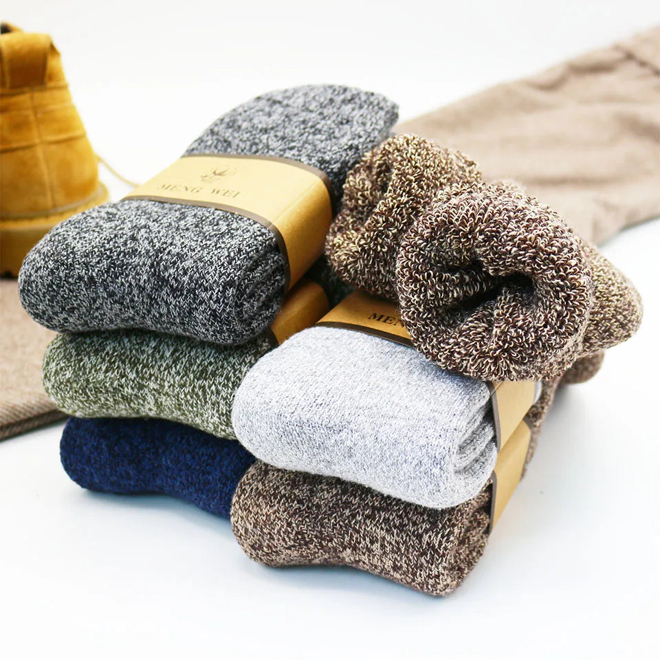 5 Pair Winter Thick Warm Men's Wool Harajuku Retro Cashmere Fashion Casual Snow Socks