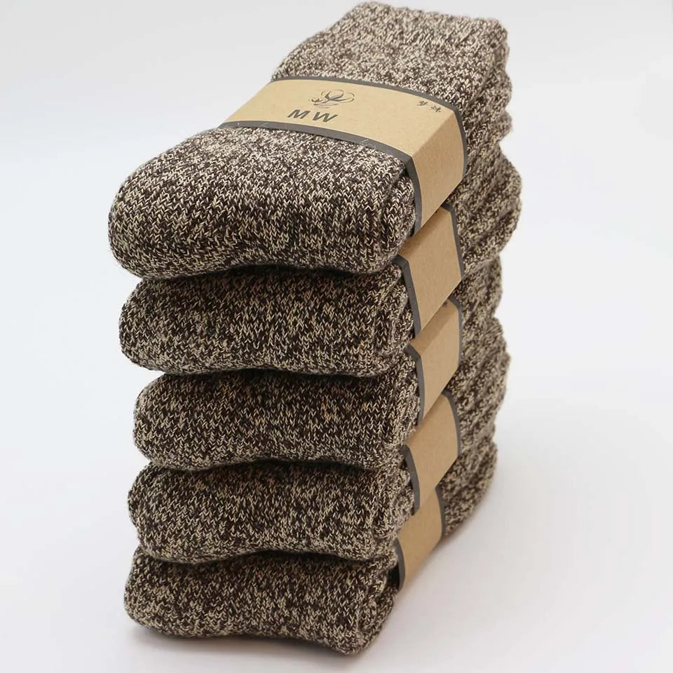 5 Pair Winter Thick Warm Men's Wool Harajuku Retro Cashmere Fashion Casual Snow Socks