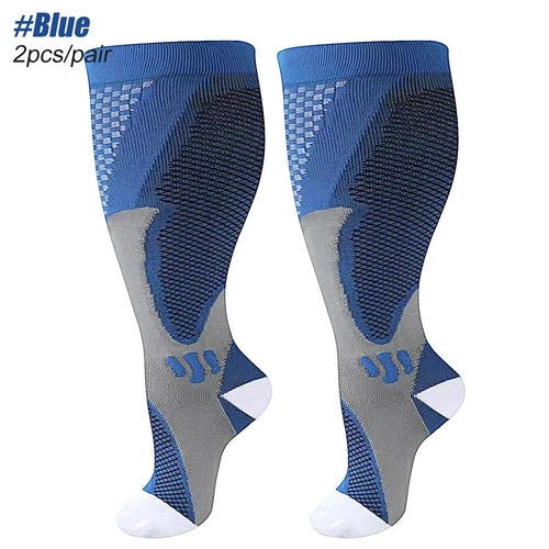 Size 2XL-7XL compression socks for wide calfs