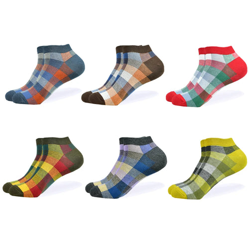 6 Pairs Men and Women Novelty Fashion Colorful Casual Ankle Short Socks Harajuku
