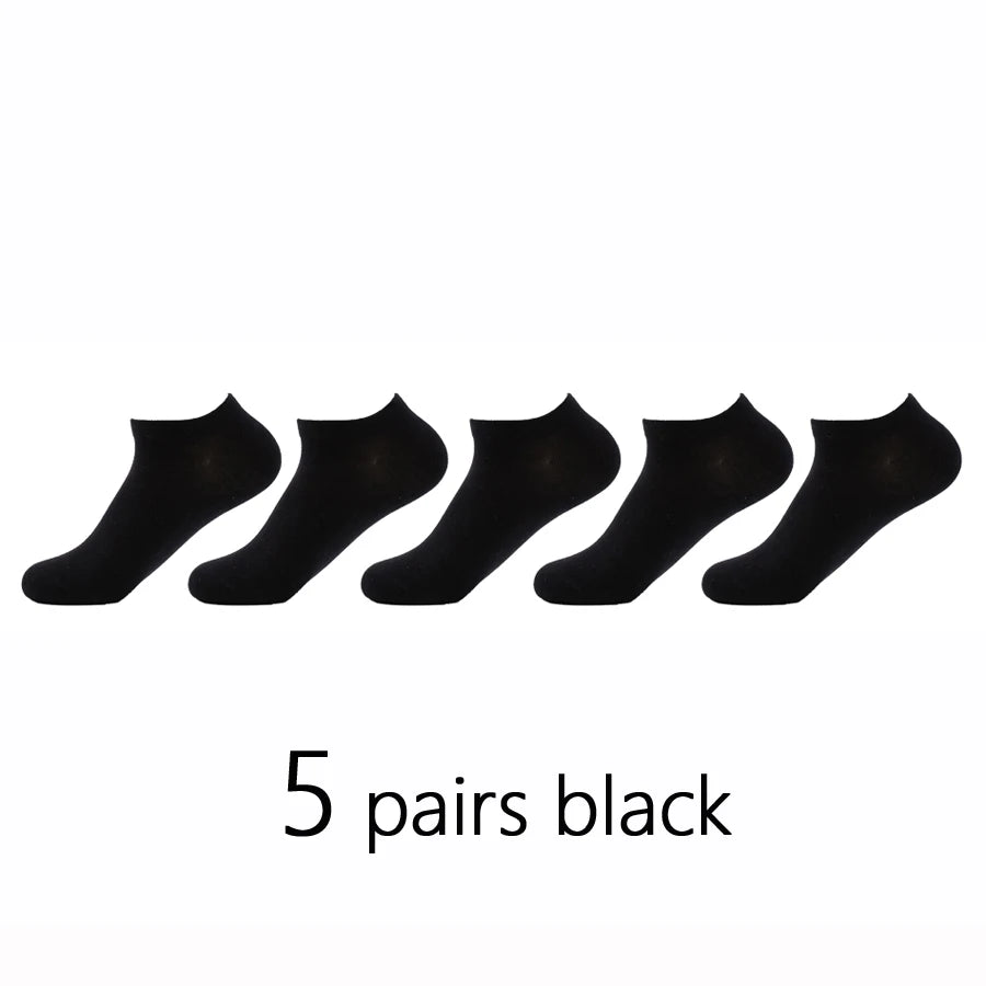 5Pairs Pack Cotton Men Socks Summer Thin Breathable Socks High Quality Low Tube Boat Socks Black Short For Students Size 38-43