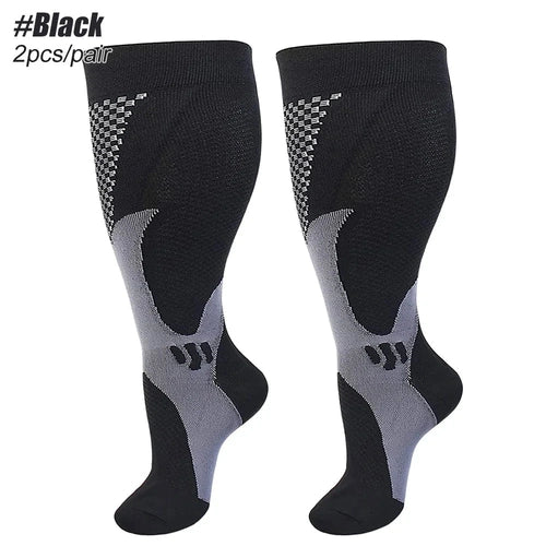 Size 2XL-7XL compression socks for wide calfs