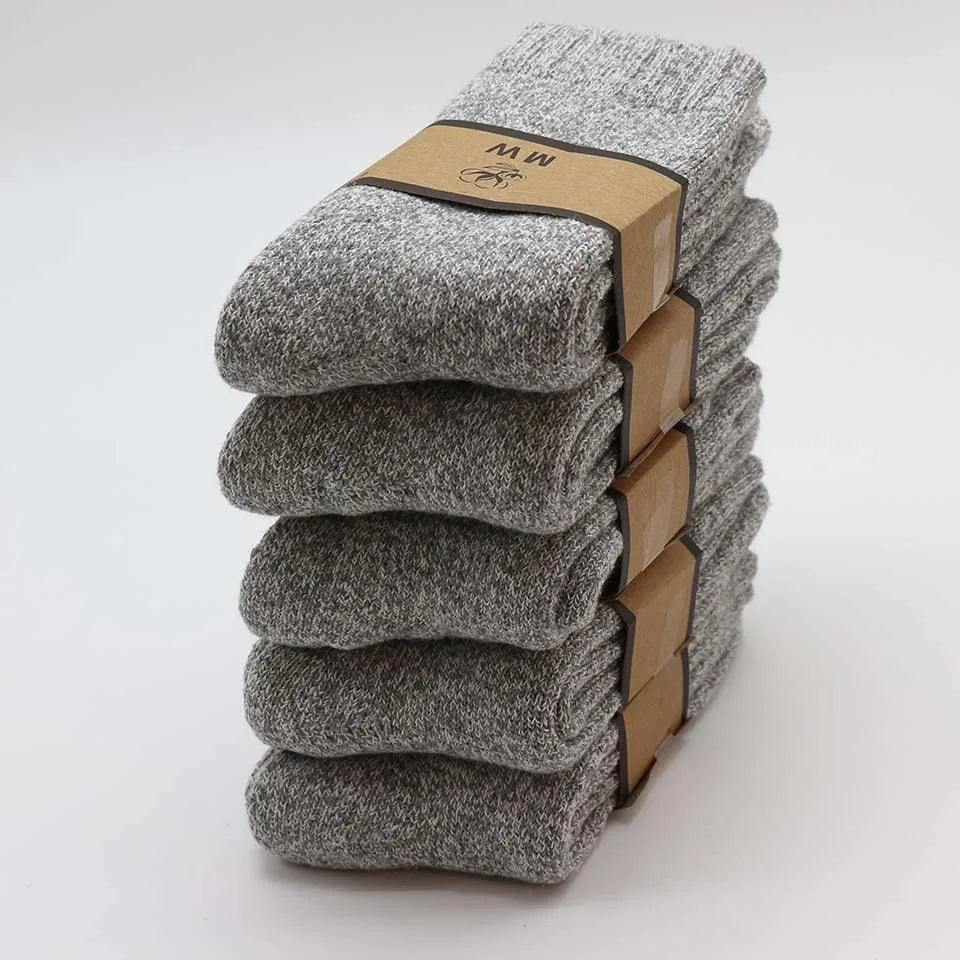 5 Pair Winter Thick Warm Men's Wool Harajuku Retro Cashmere Fashion Casual Snow Socks