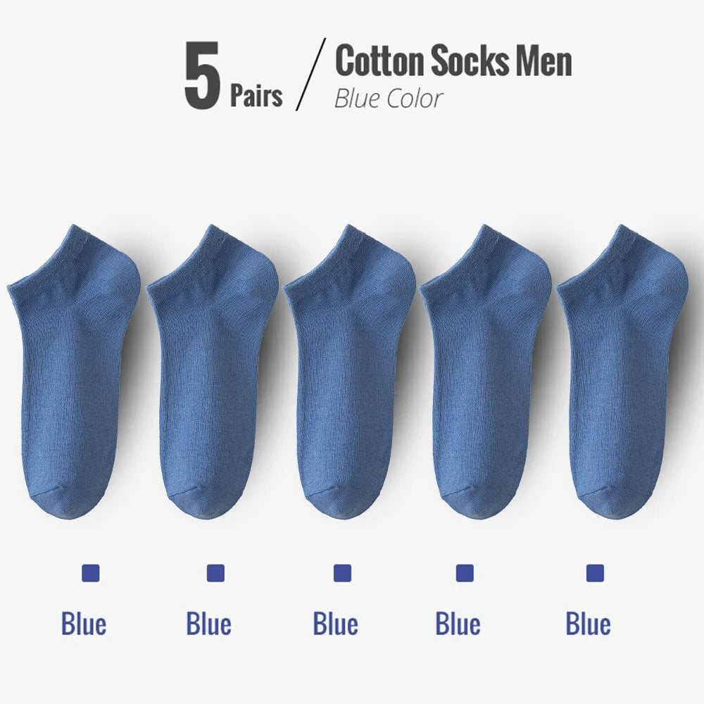95% Combed Cotton Socks Men Business Dress Short Socks Soft Breathable Spring Summer Colorful Sock For Man 5Pairs Ankle Socks