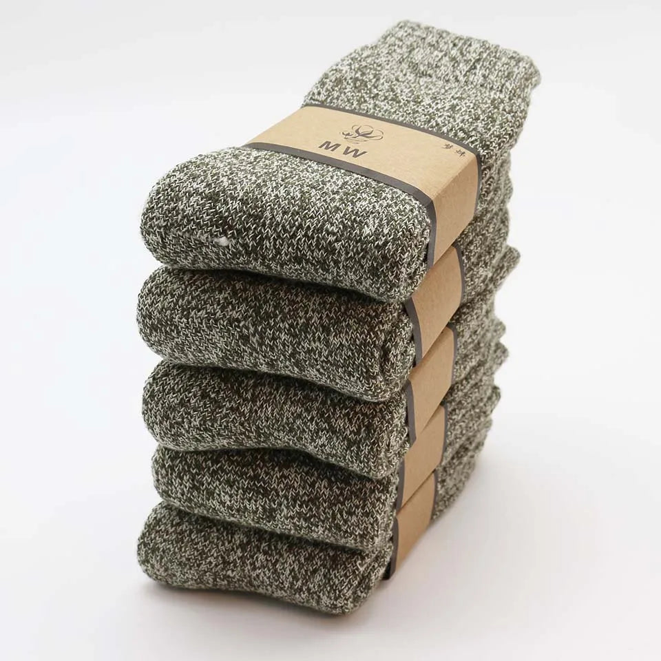 5 Pair Winter Thick Warm Men's Wool Harajuku Retro Cashmere Fashion Casual Snow Socks