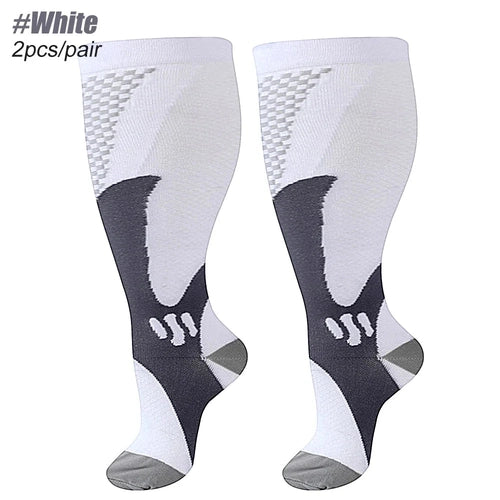 Size 2XL-7XL compression socks for wide calfs