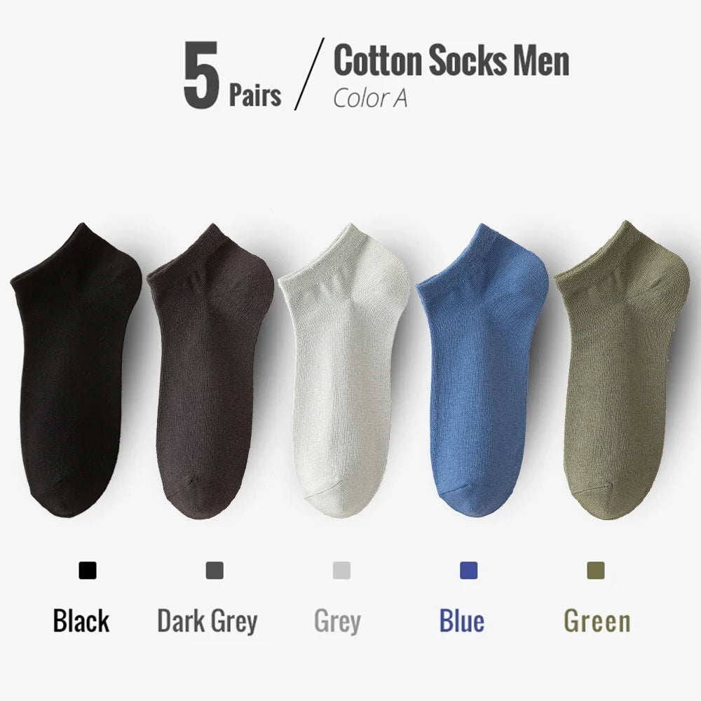 95% Combed Cotton Socks Men Business Dress Short Socks Soft Breathable Spring Summer Colorful Sock For Man 5Pairs Ankle Socks