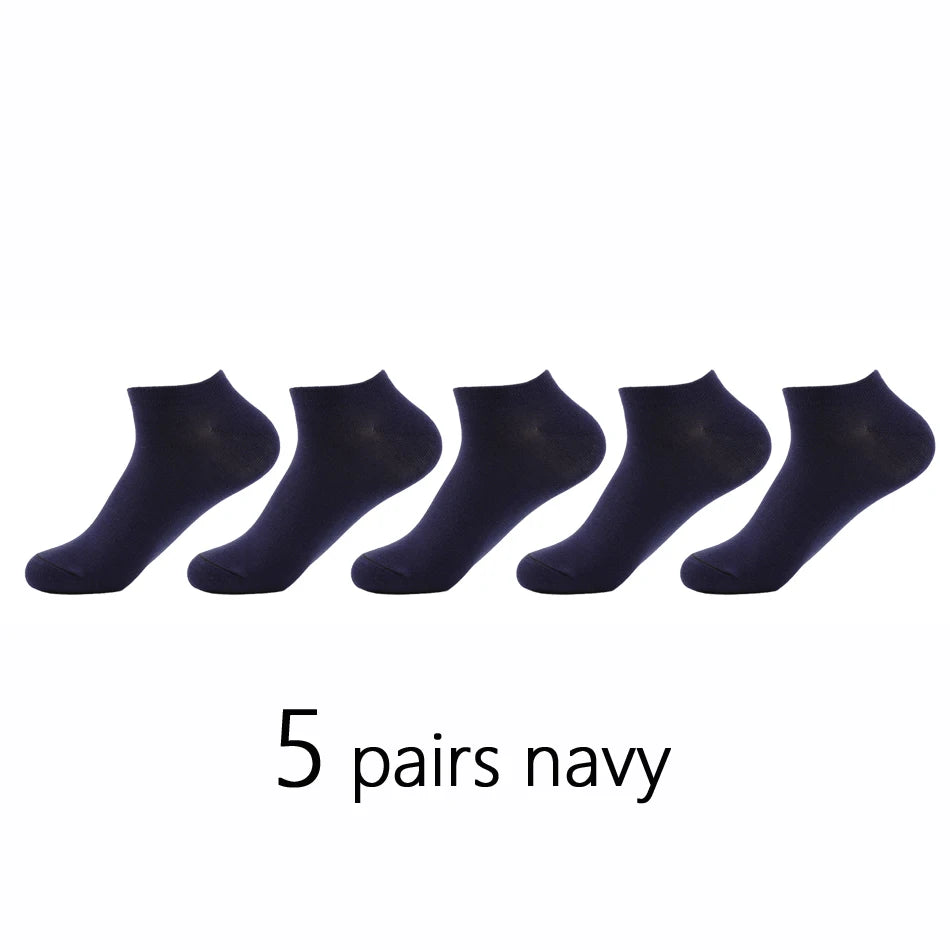 5Pairs Pack Cotton Men Socks Summer Thin Breathable Socks High Quality Low Tube Boat Socks Black Short For Students Size 38-43