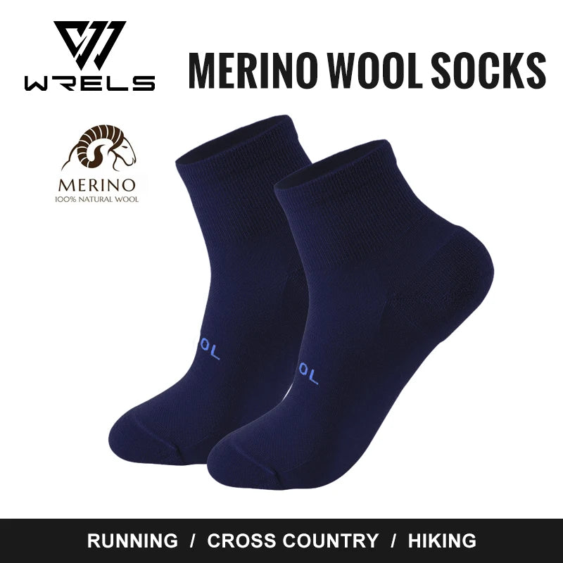 WRELS Merino Wool Socks Compression Winter Ankle Cotton Socks Basketball Cycling Socks for Men Women