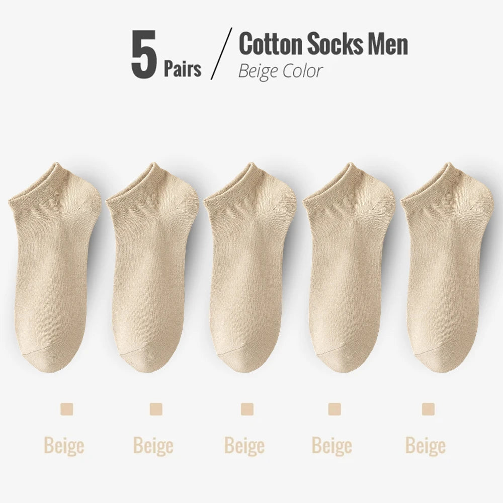 95% Combed Cotton Socks Men Business Dress Short Socks Soft Breathable Spring Summer Colorful Sock For Man 5Pairs Ankle Socks