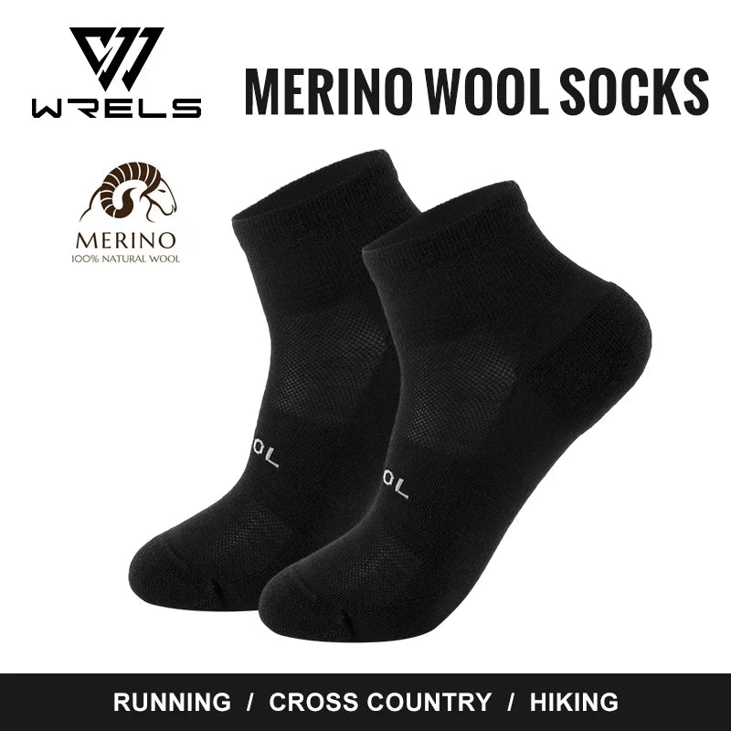 WRELS Merino Wool Socks Compression Winter Ankle Cotton Socks Basketball Cycling Socks for Men Women