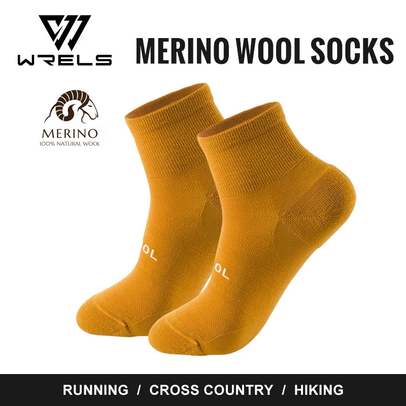 WRELS Merino Wool Socks Compression Winter Ankle Cotton Socks Basketball Cycling Socks for Men Women