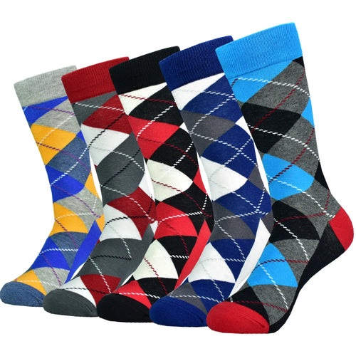 5Pack Men's Color Dress Casual Fashion Happy Socks Combed Cotton Socks