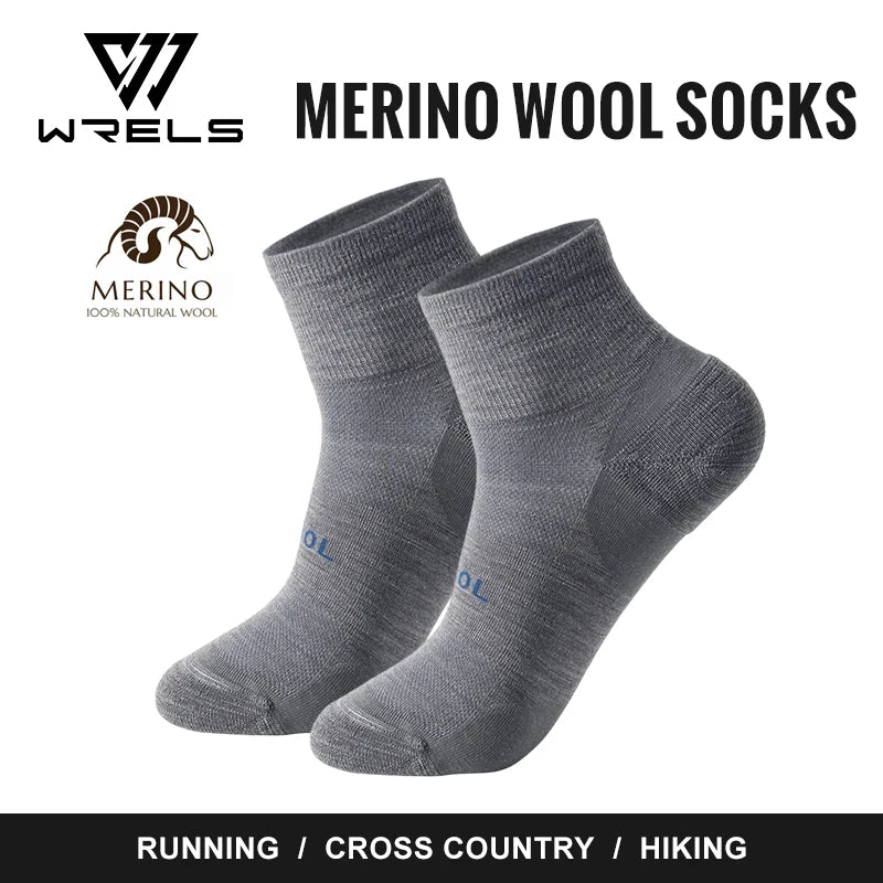 WRELS Merino Wool Socks Compression Winter Ankle Cotton Socks Basketball Cycling Socks for Men Women