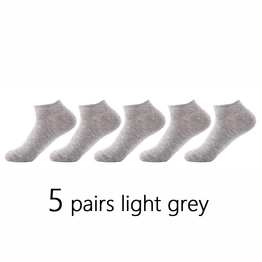 5Pairs Pack Cotton Men Socks Summer Thin Breathable Socks High Quality Low Tube Boat Socks Black Short For Students Size 38-43