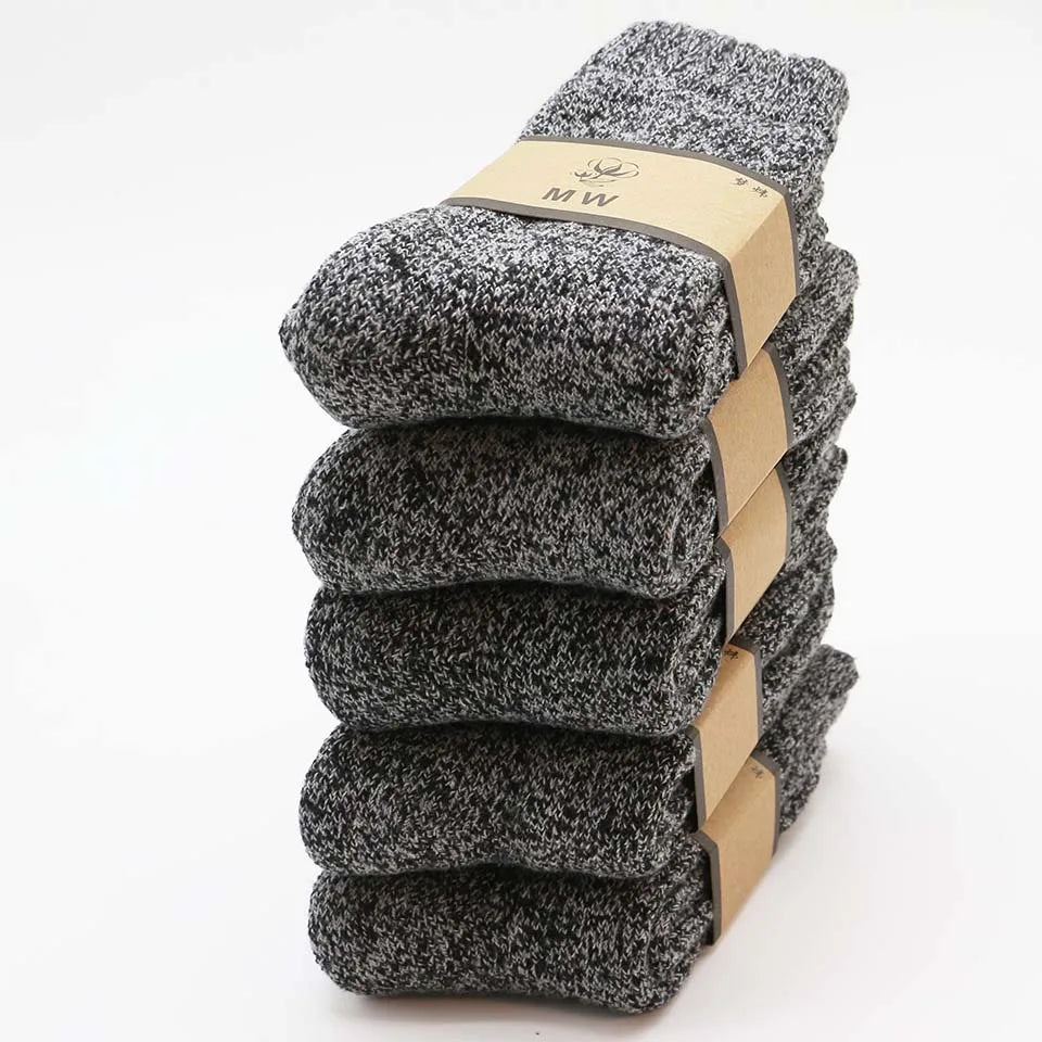 5 Pair Winter Thick Warm Men's Wool Harajuku Retro Cashmere Fashion Casual Snow Socks