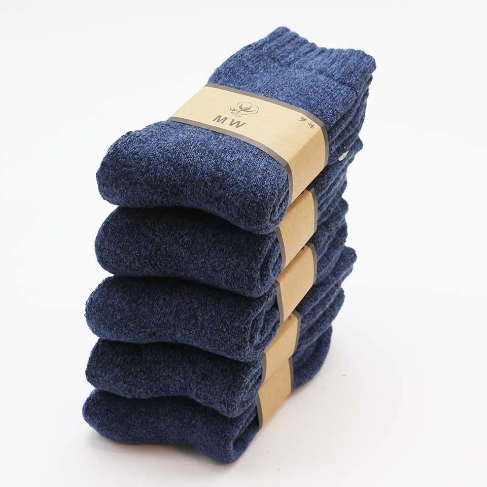 5 Pair Winter Thick Warm Men's Wool Harajuku Retro Cashmere Fashion Casual Snow Socks