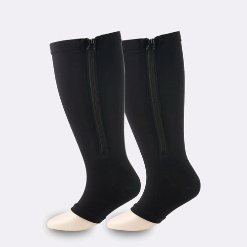 BEIGE Zipper Sides CLOSE TOE Compression Socks,