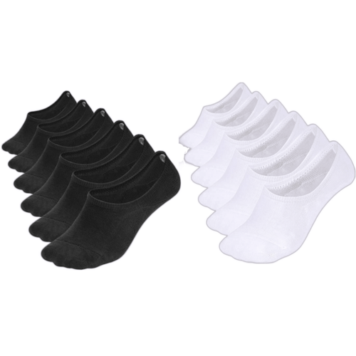 6 - 12 pair packs Comfort Rich Men's and Women No Show Socks - Black, and White Cotton, Size 9-13