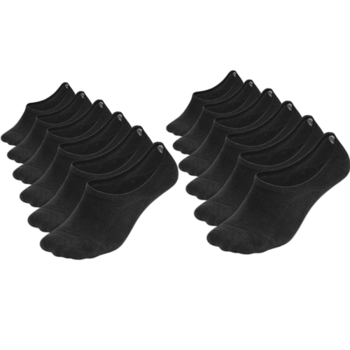 6 - 12 pair packs Comfort Rich Men's and Women No Show Socks - Black, and White Cotton, Size 9-13