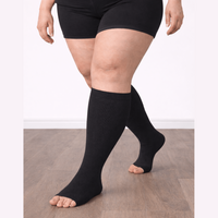 BLACK  "OPEN" TOE Compression Socks