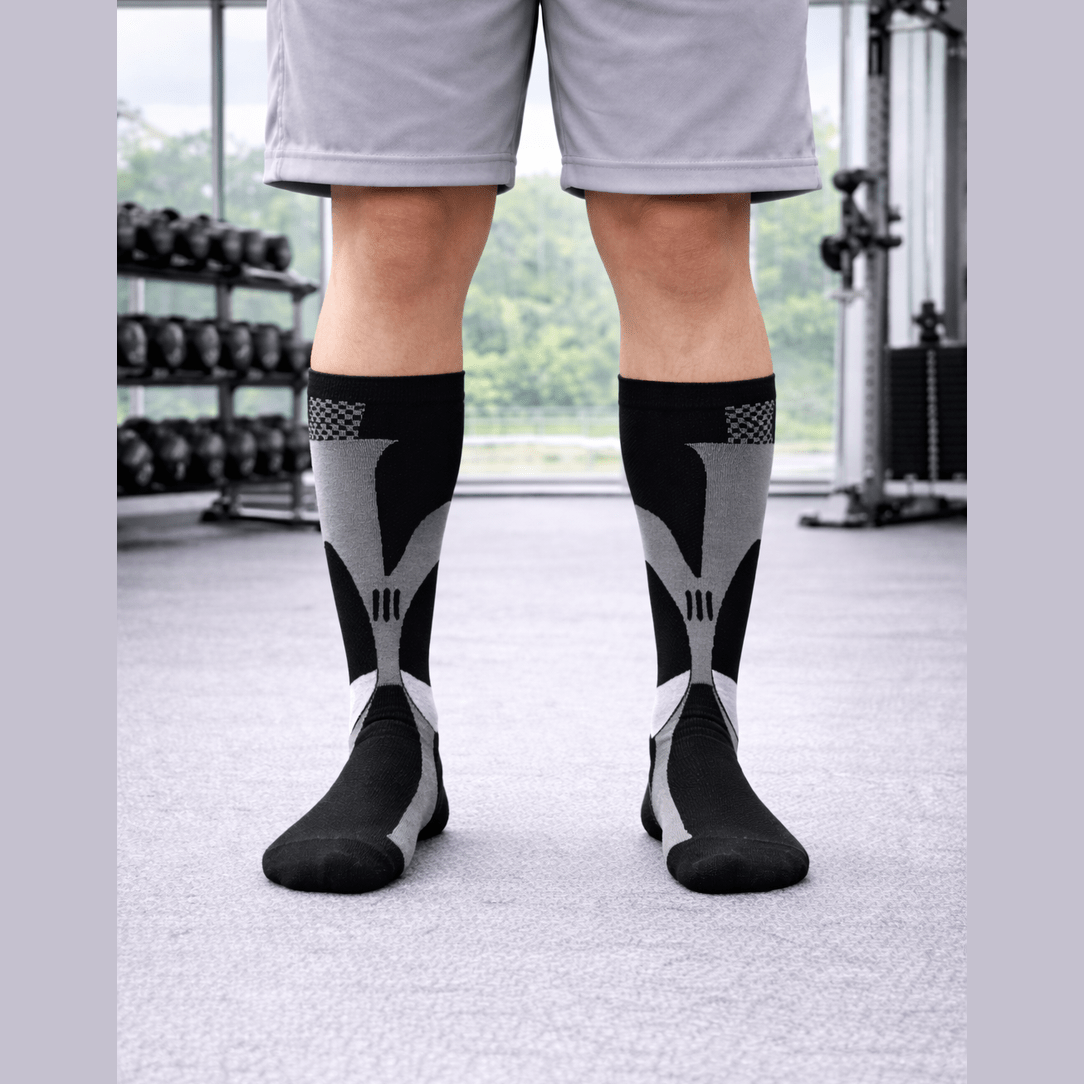 BLACK  3XL- 7XL Performance Compression Socks