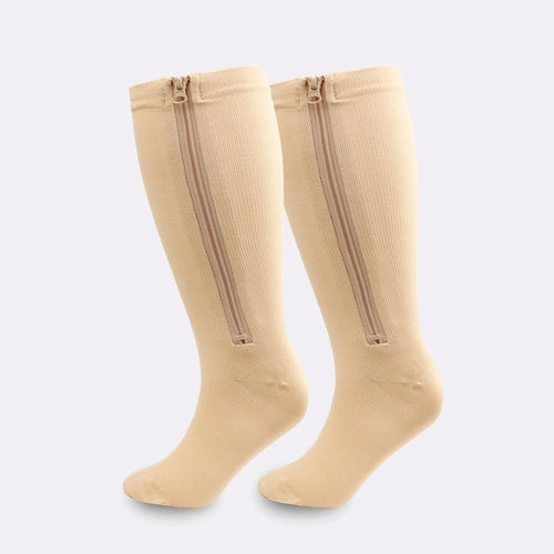 BLACK Zipper Sides CLOSE TOE Compression Socks