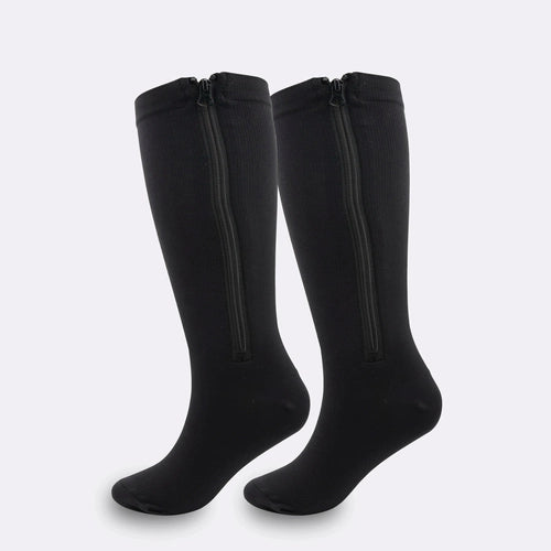 BEIGE   Zipper Sides  CLOSE TOE  Compression Socks,