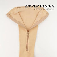 BEIGE   Zipper Sides  CLOSE TOE  Compression Socks,