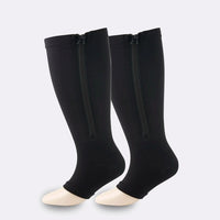 BEIGE   Zipper Sides  CLOSE TOE  Compression Socks,