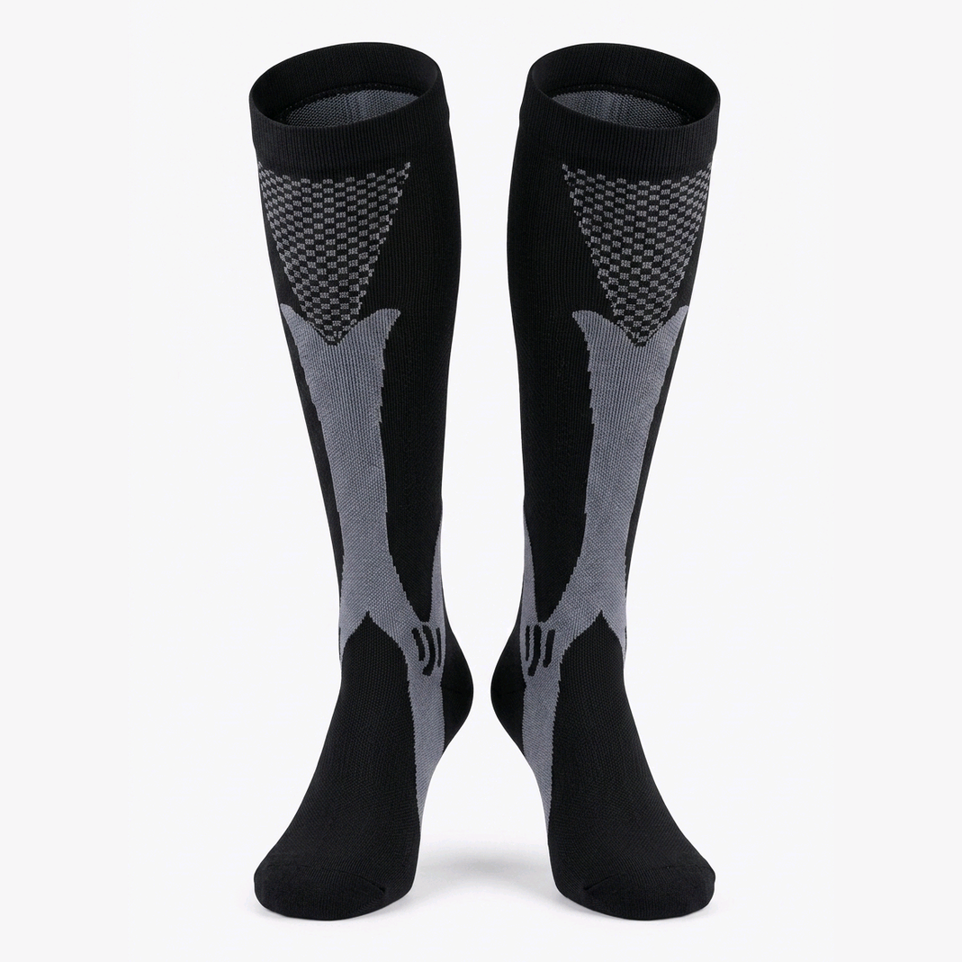 BLACK  3XL- 7XL Performance Compression Socks