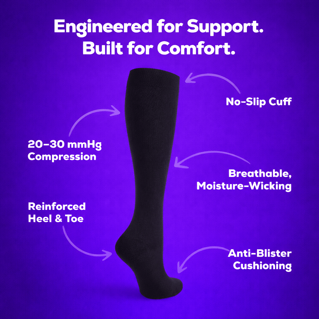 BLACK  "OPEN" TOE Compression Socks