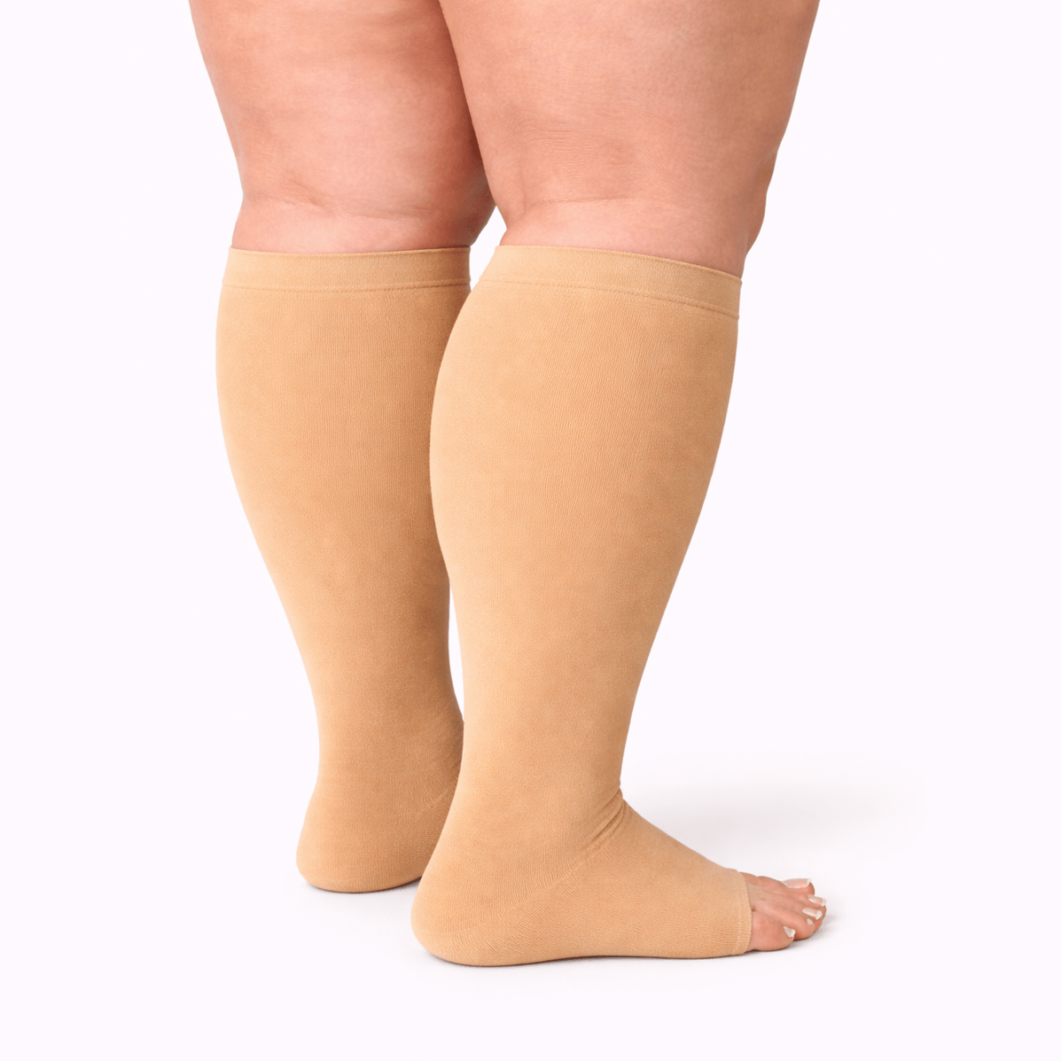 BEIGE  "OPEN TOE" Compression Socks