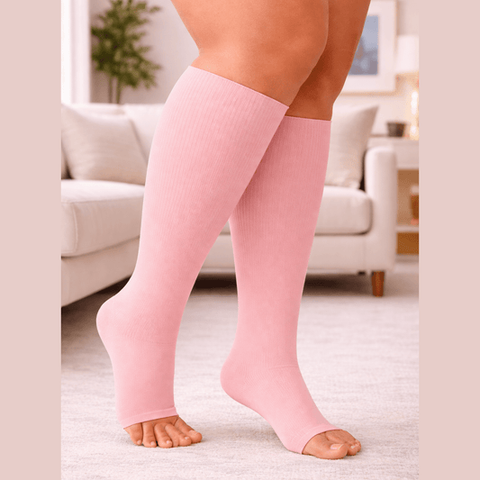 PINK  Open Toe Compression Socks