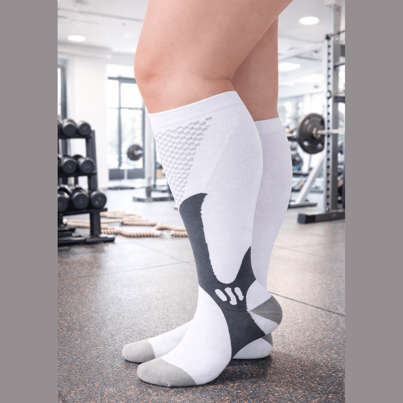 WHITE 3XL- 7XL Performance Compression Socks
